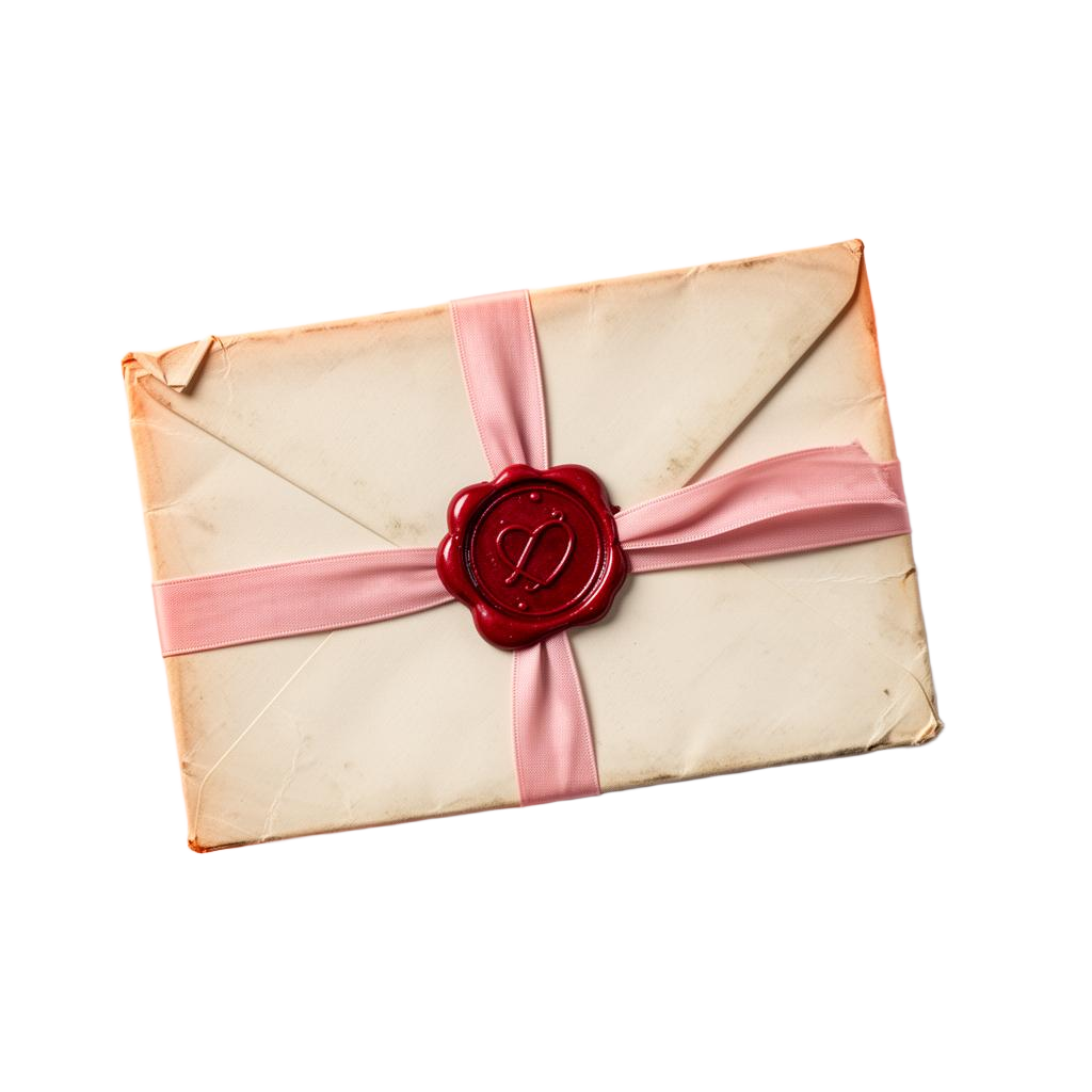 Sealed love letter on table