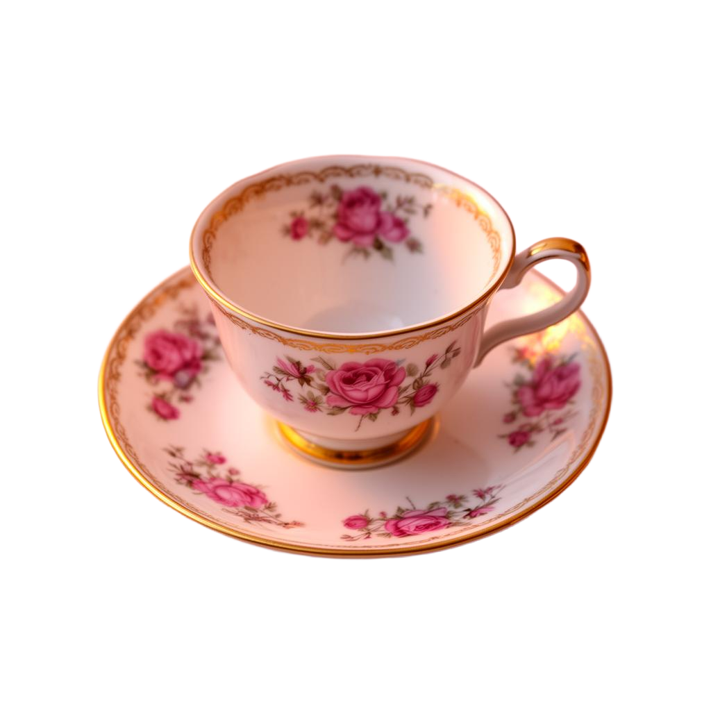 Porcelain teacup on table